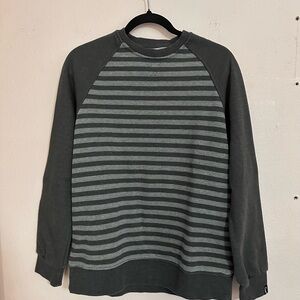 Dark Gray Striped Crewneck Sweater
